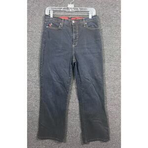 NYDJ Tummy Tuck Straight Jeans Cotton Womens Size 12 Black Denim Mid Rise